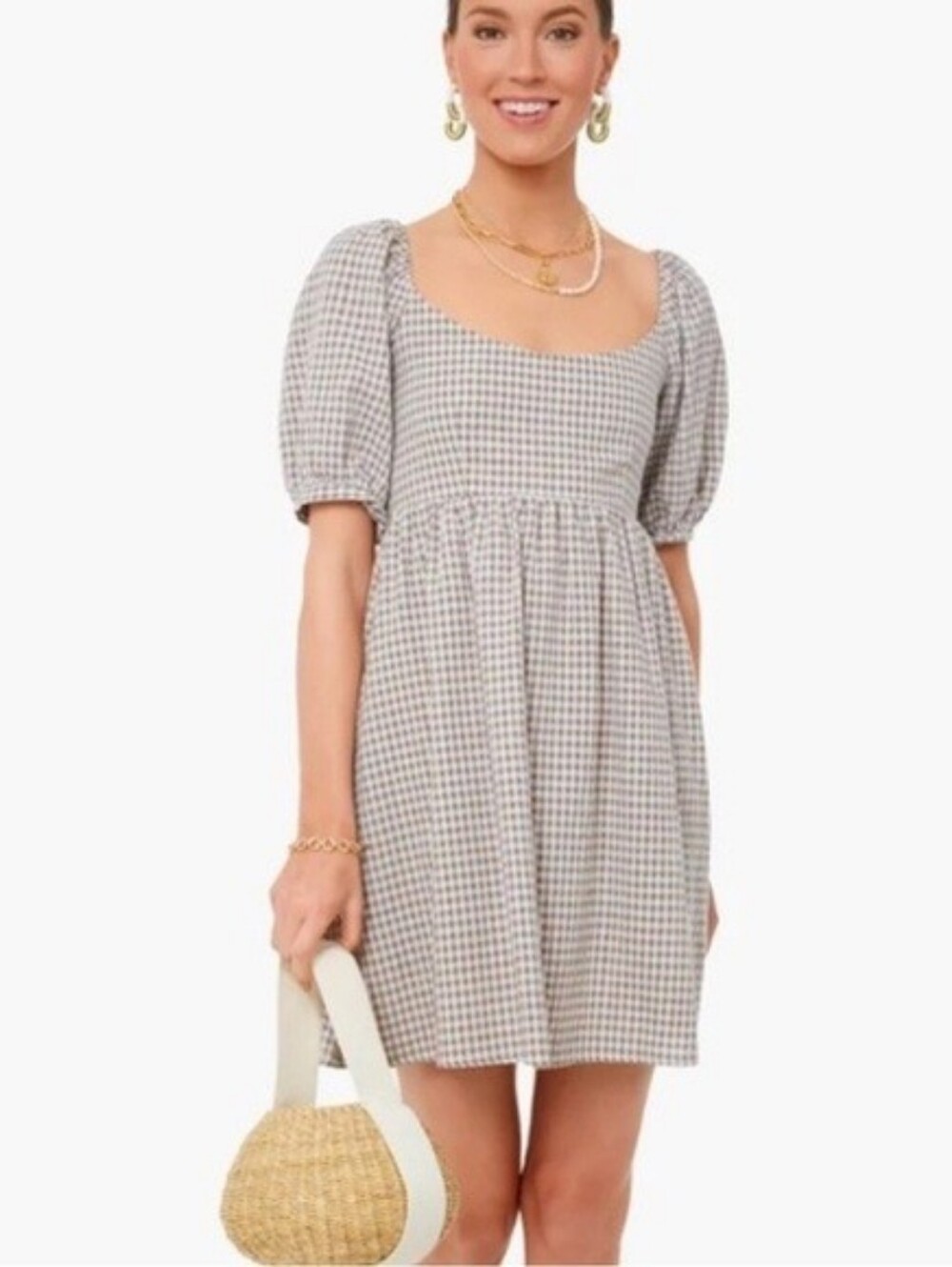 Tuckernuck Pomander Place Abigail Mini Dress, Gingham, Puff Sleeves